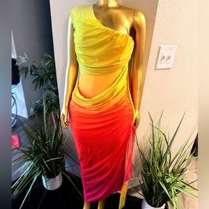 One-Shoulder Gradient Dress